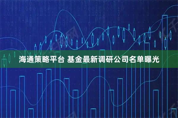 海通策略平台 基金最新调研公司名单曝光