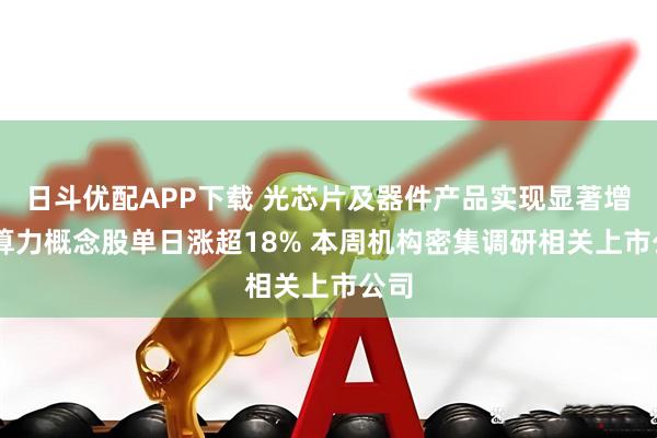 日斗优配APP下载 光芯片及器件产品实现显著增长 算力概念股单日涨超18% 本周机构密集调研相关上市公司