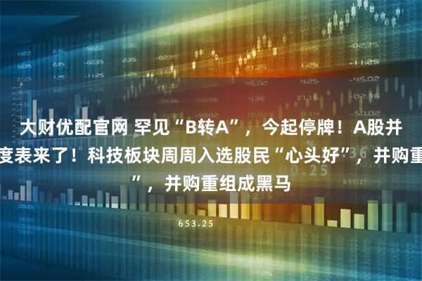 大财优配官网 罕见“B转A”，今起停牌！A股并购重组进度表来了！科技板块周周入选股民“心头好”，并购重组成黑马